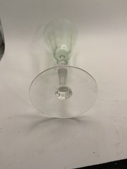 Vintage Cambridge Goblet Glass Bar Uv Reactive Glows Green Uranium 7”