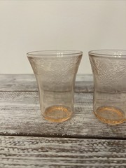 Lot of 3 – VTG Florentine Pink Depression Juice Glass Drinking Hazel Atlas 3.5″