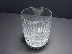 EAPG Mould Blown Flat Tumbler Cinque Foil w Ribbing Clear 3 1/2″ T