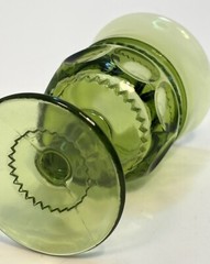 Indiana Glass Kings Crown Thumbprint Green Cordial. 3.5 inch set of 4