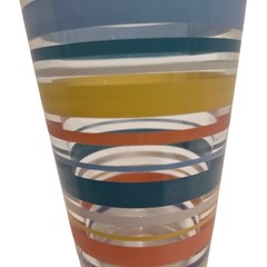 4 Vtg Libbey Mambo Fiesta Tumbler Teal Stripe 16oz Ice Tea Water Glass Retro SEE