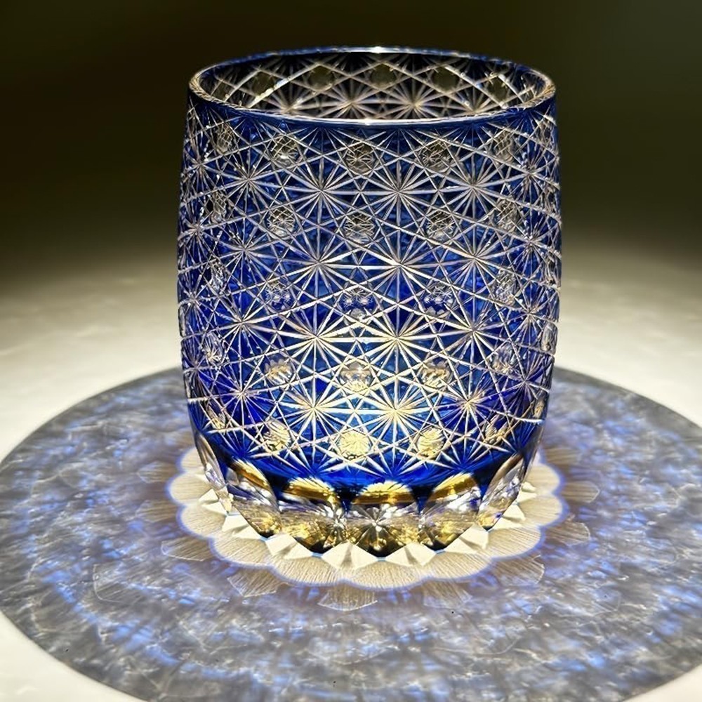 Edo Tokyo Kiriko Luxury Crystal Glass Knights Templar Whiskey Brandy Tumbler Cup