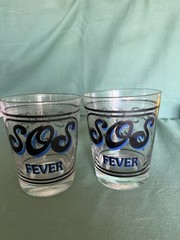SOS Fever Society of Seven Waikiki Outrigger 2 Vtg Cocktail Glass Hawaii