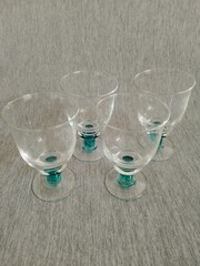 DENBY MAGNUM WATER / WINE GOBLET TUMBER GLASSES 16 OZ GREEN STEM SET OF 4