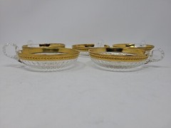 Set 5 Bohemian Gold Encrusted Nappy Dishes Late 1800s