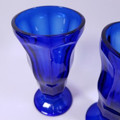 Vintage ANCHOR HOCKING Fountainware Cobalt Blue Dessert Parfait GLASS SET