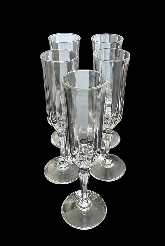 Set of 5 St George American Heritage Champagne Flutes Crystal Optic 8-3/8″