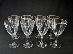 Lenox Crystal Mansfield (Gold Trim) Water Goblets 7″ Set of 8 Glasses Excellent