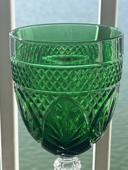 Cristal d’ Arques Durand Antique Emerald Water/Wine Goblet Made In France