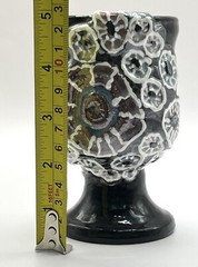 SIGNED Handcrafted Art Pottery Textured Abstract Swirl Glazed Goblet Tumbler