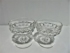 4 Fostoria American Clear Stem 2056 Cube Motif Low Sherbet (P)
