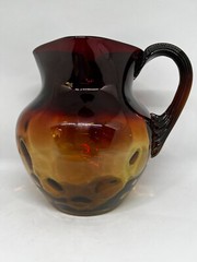 Antique New England Glass Co. Amberina Art Glass Coin Spot-Handled Pitcher 7 1/4
