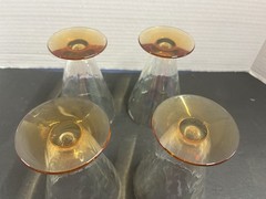 Fenton Iridescent Optic Loop Water Glass Amber Fostoria Tiffin MCM Glasses