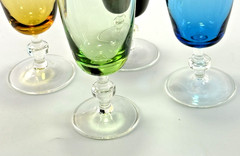Set of Four Colorful 3oz Stemmed Glasses 4 1/2″ Tall