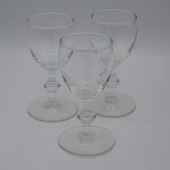 Libbey Georgian Set 3 Clear Cordial Sherry Glasses Small Stemmed Pressed Barware