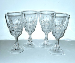 Cristal D’Arques Durand 4 Pompadour Wine Glasses 6″ Cut Crystal France