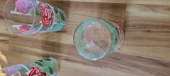 5 pc MCM Glass Red Rose Tumblers Vintage Drinking Glasses 5.75″