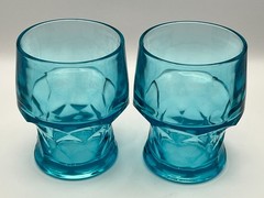 Viking 4″ Aqua Georgian Tumblers Set of Two | Vintage UV Glow