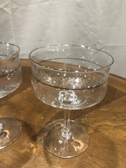 SET OF 4 LENOX MOONSPUN CHAMPAGNE COUPE HAND ETCHED GLASSES W/PLATINUM TRIM