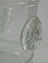 Crystal Ice Champagne Bucket Applied Roped Lions Heads 8” Tall Blown Glass 3lbs.