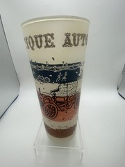 Vintage Tumblers Tall Frosted Glasses Antique Auto Car Design Set of 4