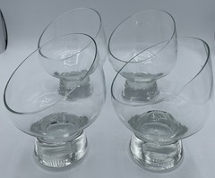 Set Of 4 Tilted Kosta Boda Sweden Pippi BUBBLE Slanted 5 1/2″ Whiskey Glass