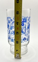 Vintage Blue Floral Juice Glasses, Blue Onion Pattern, Glassware