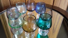 Vintage Mid Century Cordial Mini Snifter Set Of 8 Multi-Color Glasses