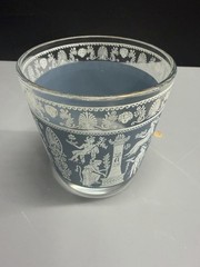 Vintage Jeanette Blue Grecian Glasses / Wedgewood / Jasperware 1950s Set of 3