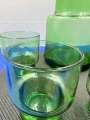 MCM Green Cocktail Pitcher Set Mid Century Modern With Four Glasses Italy?