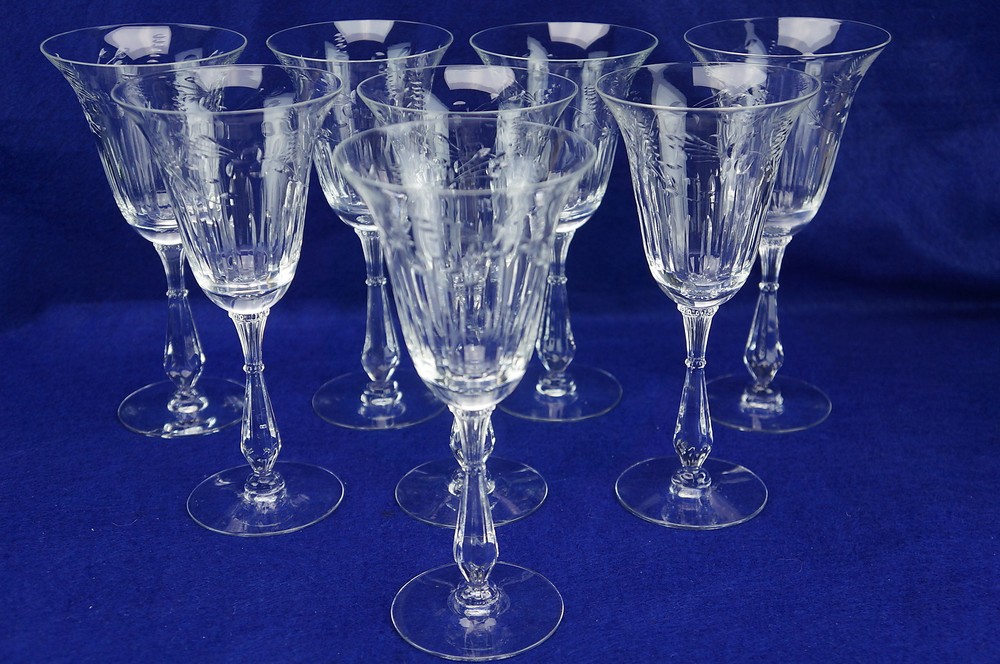 Tiffin Colton #17399 Lot of (8) Water Goblets, 8″ Tall