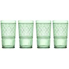 Godinger Highball Drinking Glasses,Claro Collection, Large 17oz, Green, Set of 4