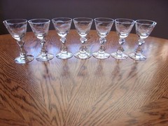 Cut Etched Blown 1.25 Oz Fancy Stem – Set of 7 Glasses