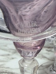 RARE 4~ Rogaska Crystal Pink Champaign Flutes ~ Signed (P2942)