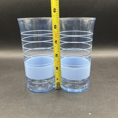 Vintage Libbey Glasses Tumblers 6” Periwinkle Blue Striped 2 pc 12 oz