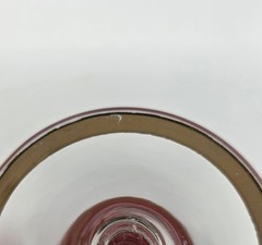 6 Vintage Red Cut Glass Romer Style Wine Glasses Twisted Stem & Gold Rim Base