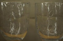 Lot Hand Crafted Artisan Blown Glass Clear Abstract Bubble Wine Glasses Stemware