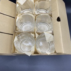 (x6) Vtg Sasaki Crystal Glass Bamboo Etched 3.25″ Flat Tumbler Old Fashion Tiki