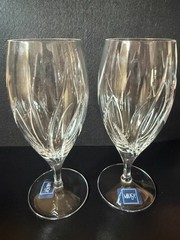 Set of 2 Mikasa Agena Stemware Iced Tea Glasses Large Crystal Glasses GREAT