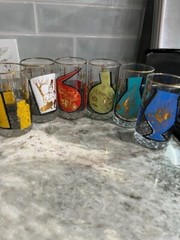 Vintage Roering Pfizer Pharmaceutical Promo Glasses Set of 6 Mid Century Modern