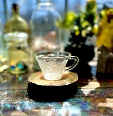 Americana Punch Cup Embossed Eagle W/ Olive Branch Hazel Atlas USA-UV reactive