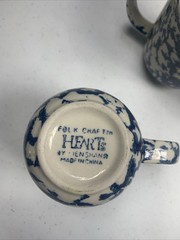 Sponge Coffee Mugs Tienshan Hearts Stoneware Folk Craft 3-7/8″ Set of 3