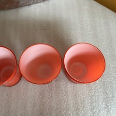 Set of 4 – Murano Style Orange Tangerine Persimmon Glasses Tumblers White Cased