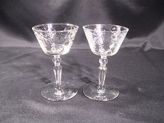 Rock Sharpe Liquor Cocktail Glasses 3006-8 Cut Floral Group of 4