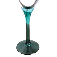 Vintage Long Green Stem Martini Coctail Glasses Set Of 8