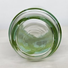 Vintage Floral Glass Tumbler Green MCM Mid Century Flower Hippie