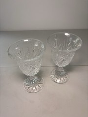 Crystal Water goblets 7.5 Inches Tall. Beautiful Etching. Heavy Glass. Set Of 2