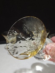 SET OF 4- Fostoria AMBER WAVECREST Low Champagne/ Sherbet #6014 Loop Optic