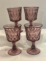 Noritake Perspective Amethyst Wine Glasses UV Reactive Vintage Set Of 4
