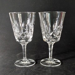 GORHAM KING EDWARD WINE GLASSES, Cut Lead Crystal, 6″, 8 Oz, GERMANY, 2PCS